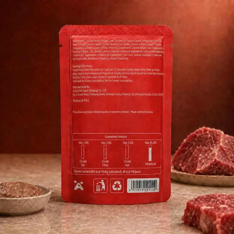 پوچ گربه بالغ گائوچو مدل Primal Feast طعم گوشت گاو