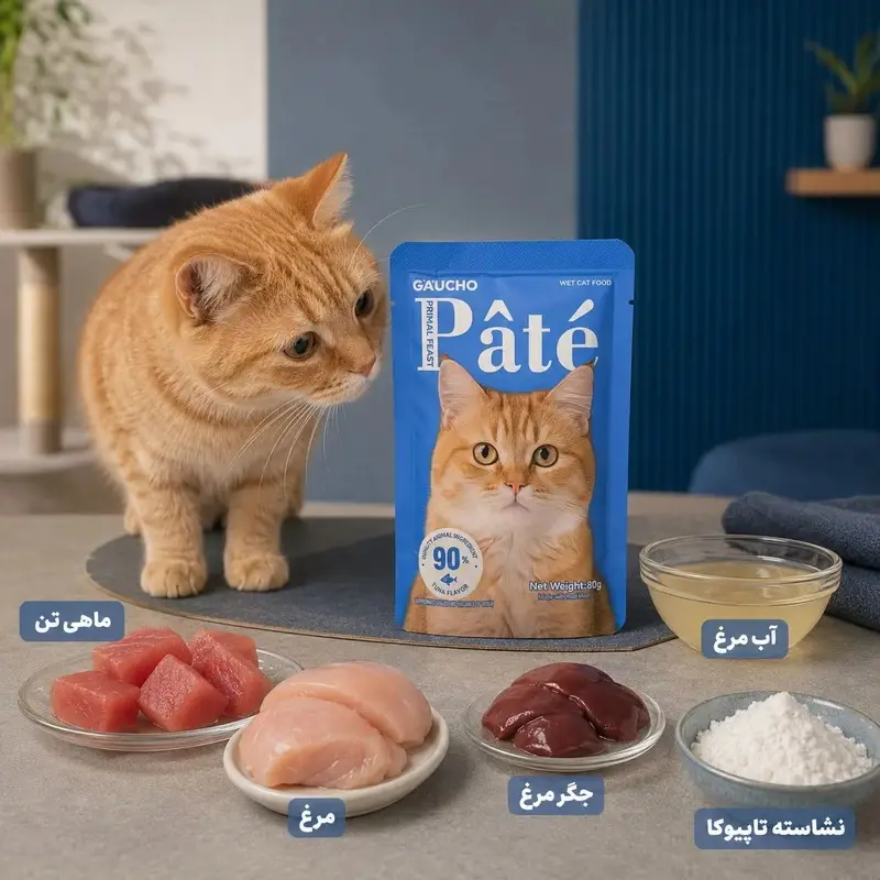 پوچ گربه بالغ گائوچو مدل Primal Feast طعم ماهی تن