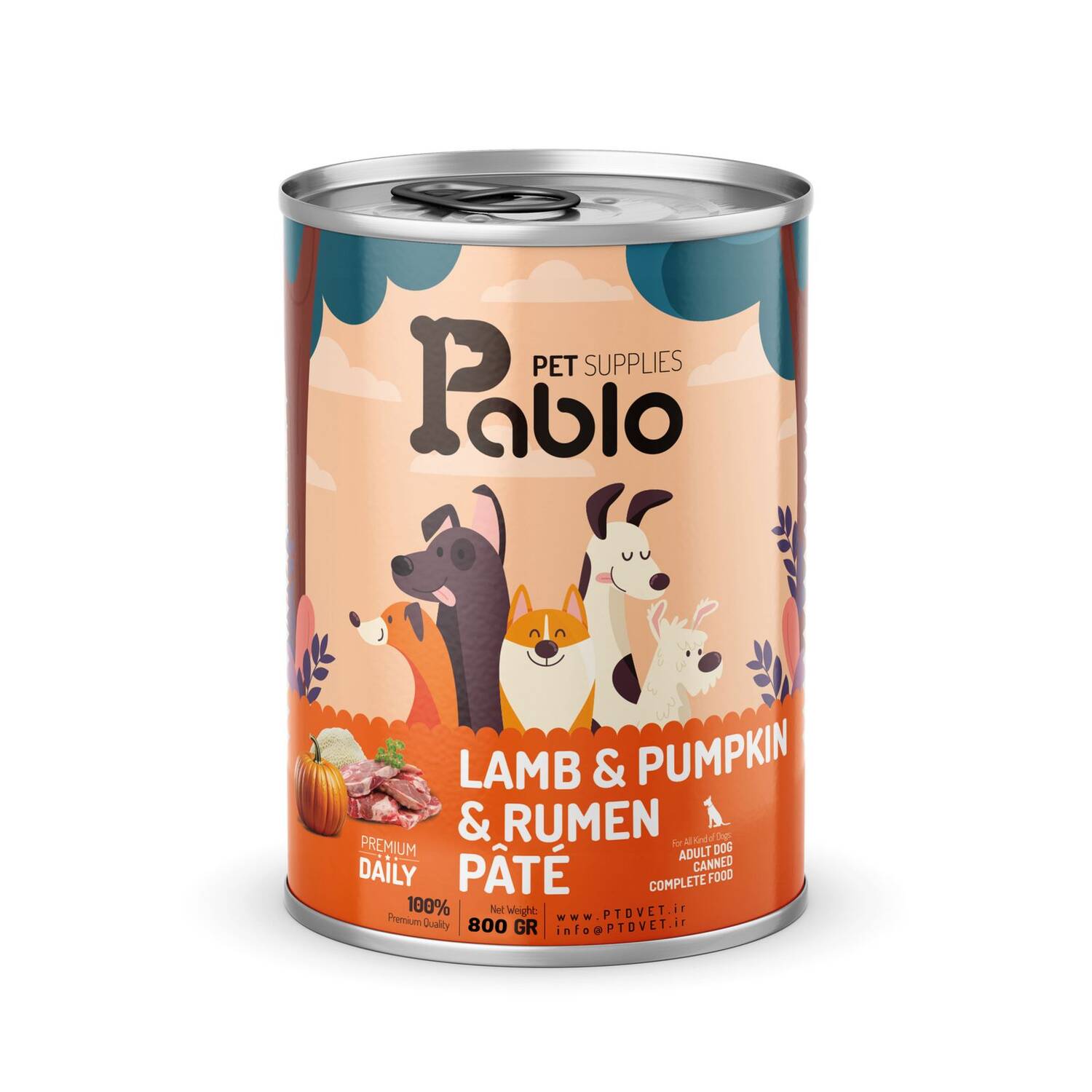 کنسرو پریمیوم سگ بالغ گوشت بره برند پابلو