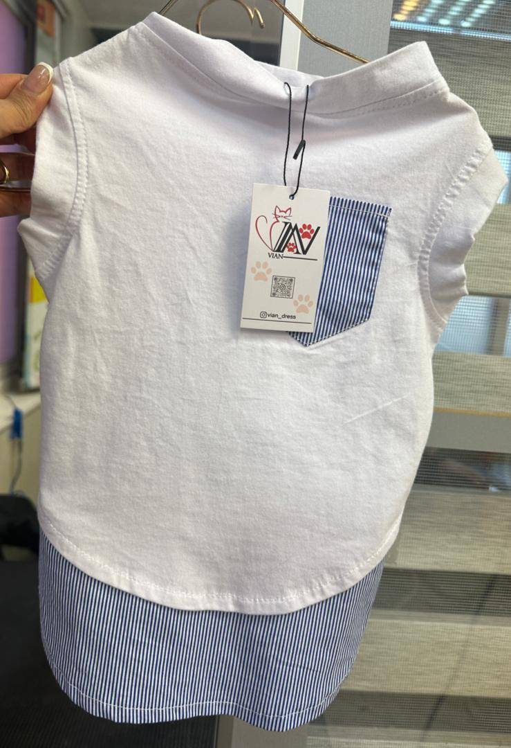 پیراهن سفید آبی ویان