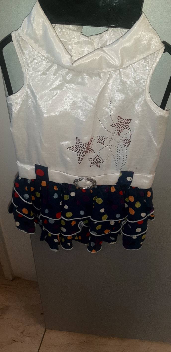 پیراهن سفید با دامن خال دار DOGGYDOLLY