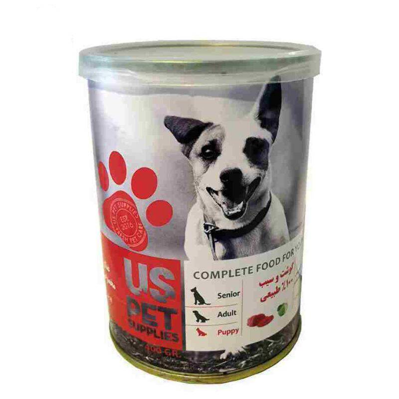 کنسرو توله سگ یو اس پت گوشت و سیب