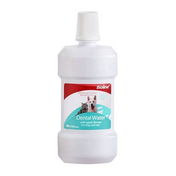 محلول دهان شویه سگ و گربه بایولاین حاوی فلوراید با رایحه سیب