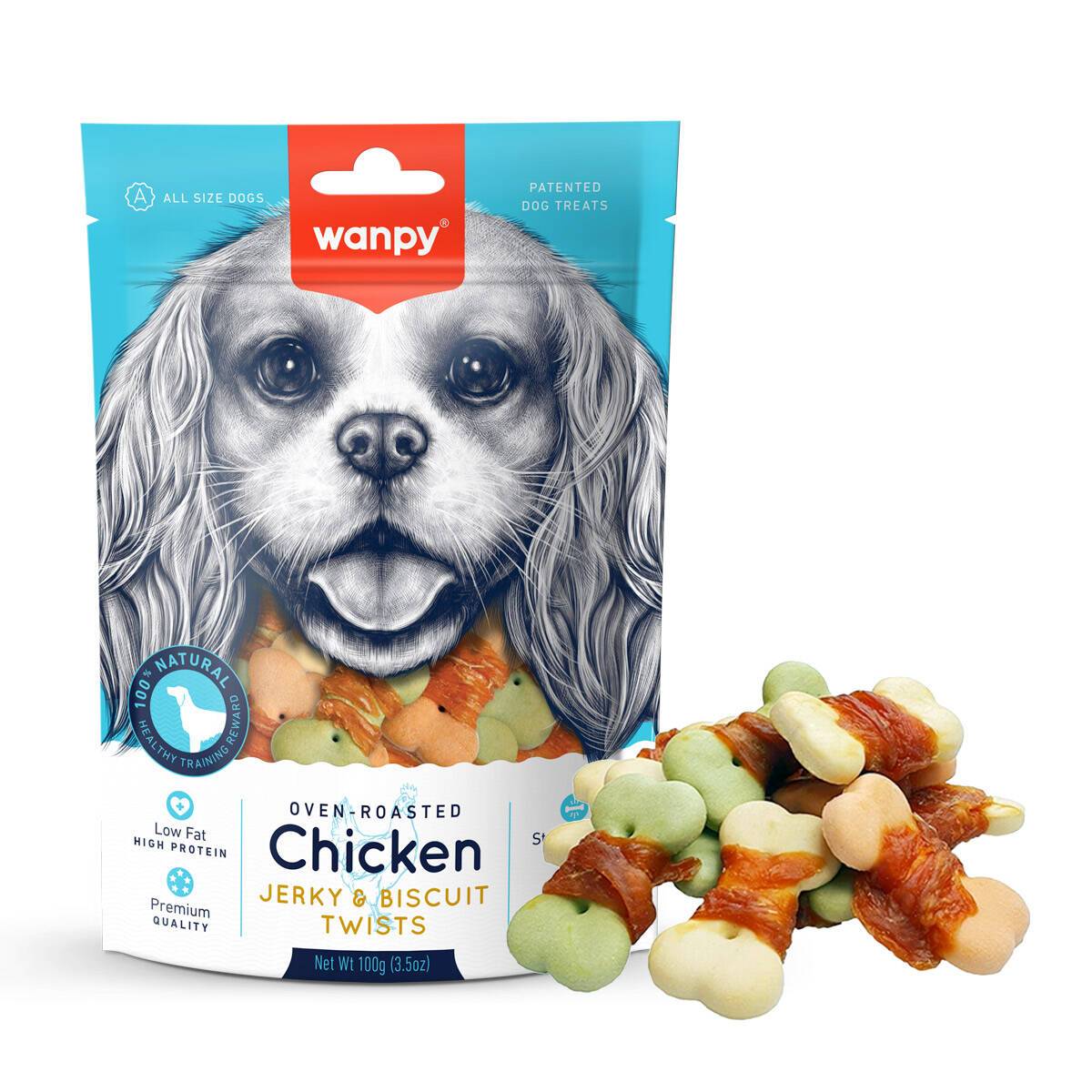 تشویقی فیله مرغ خشک‌شده با پیچ بیسکویتی برند ونپی