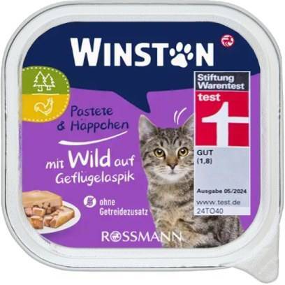 ووم کاسه ای گربه  وینستون با طعم مرغ و پرنده های وحشی
