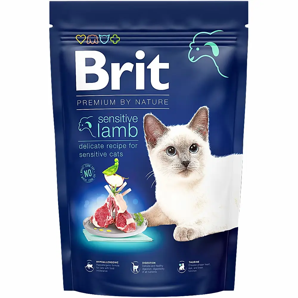 غذای خشک گربه حساس با طعم بره  بریت  brit