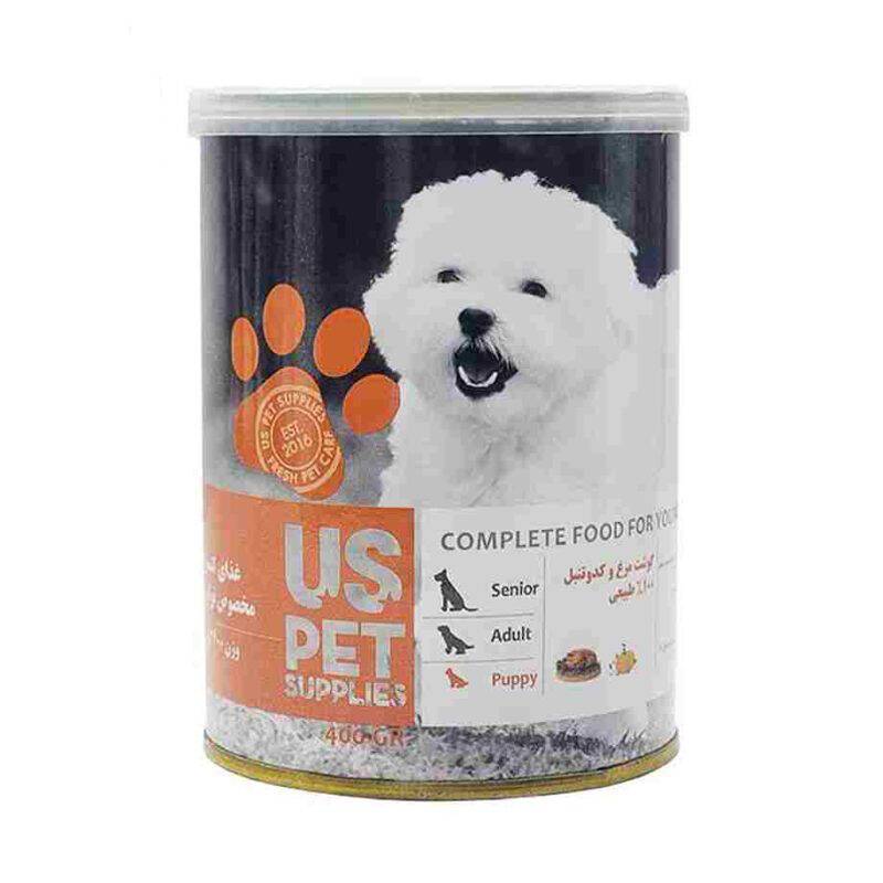 کنسرو توله سگ یو اس پت مرغ و کدو تنبل