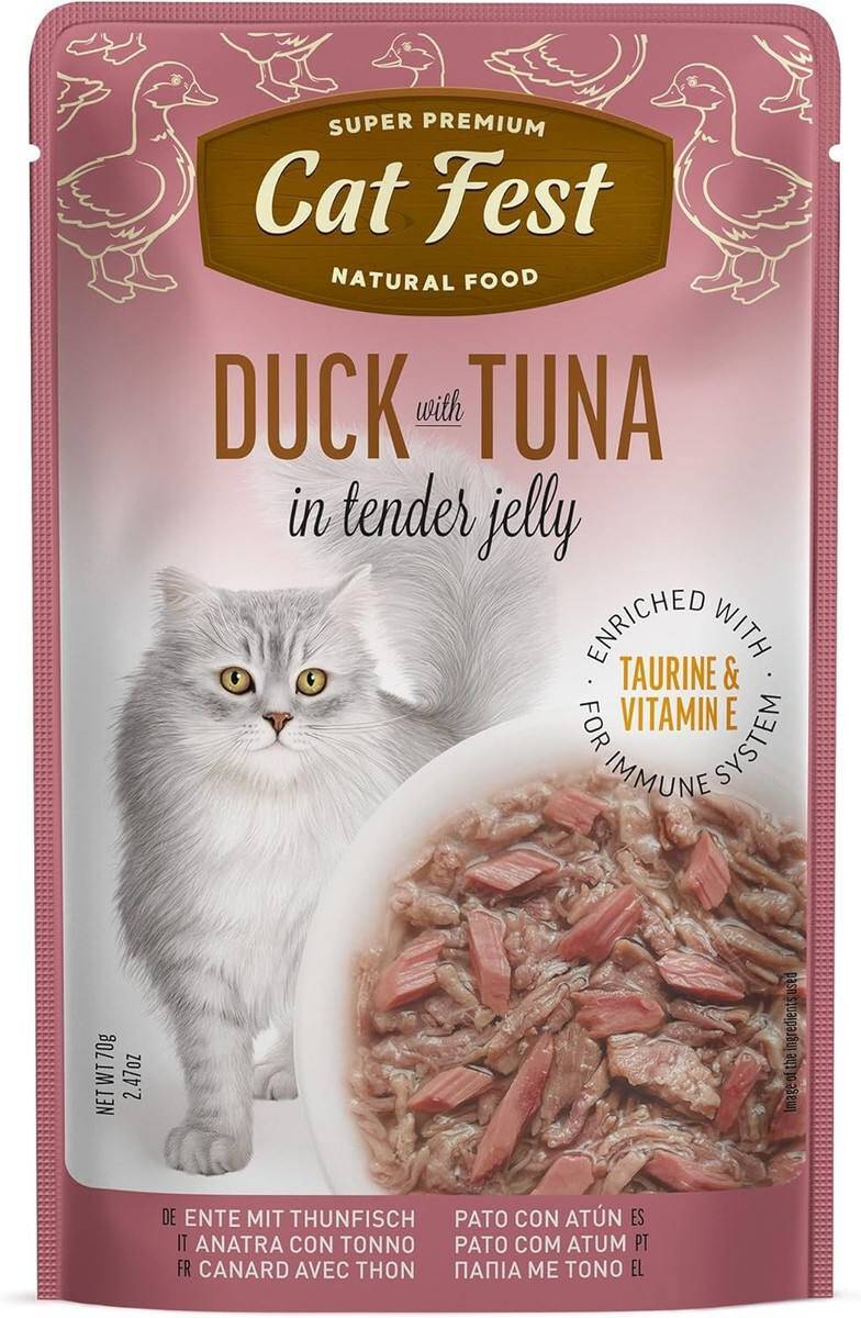 پوچ گربه برند کت فست با طعم اردک و تن