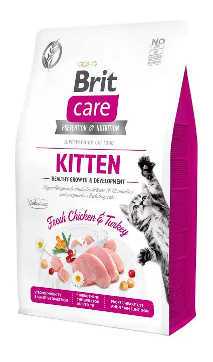 غذای خشک سوپرپرمیوم بچه گربه با طعم مرغ و بوقلمون بریت  brit