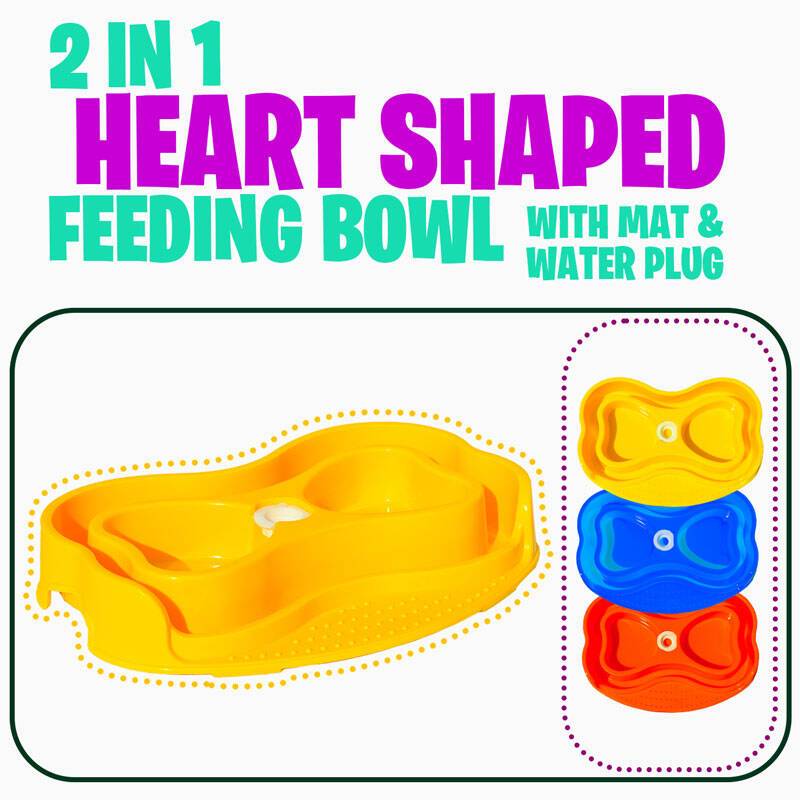 ظرف دوقلو آب و غذا ضد مورچه کفپوش دار مدل قلبی