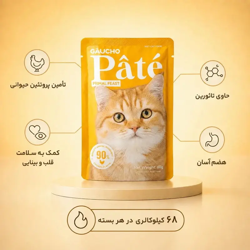 پوچ گربه بالغ گائوچو مدل Primal Feast طعم مرغ